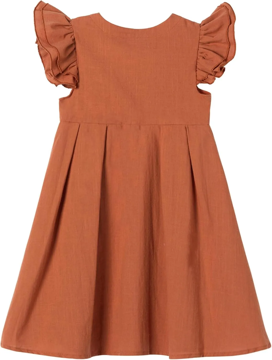 Niyage Girls Flutter Sleeve Dress Toddler Elegant Ruffle Button Down Casual Dresses