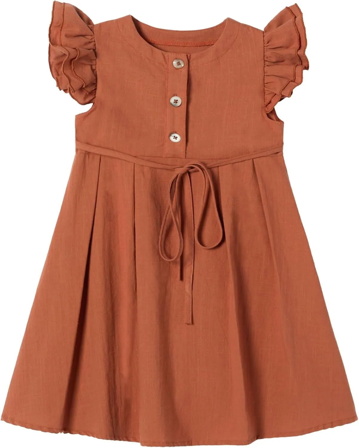 Niyage Girls Flutter Sleeve Dress Toddler Elegant Ruffle Button Down Casual Dresses
