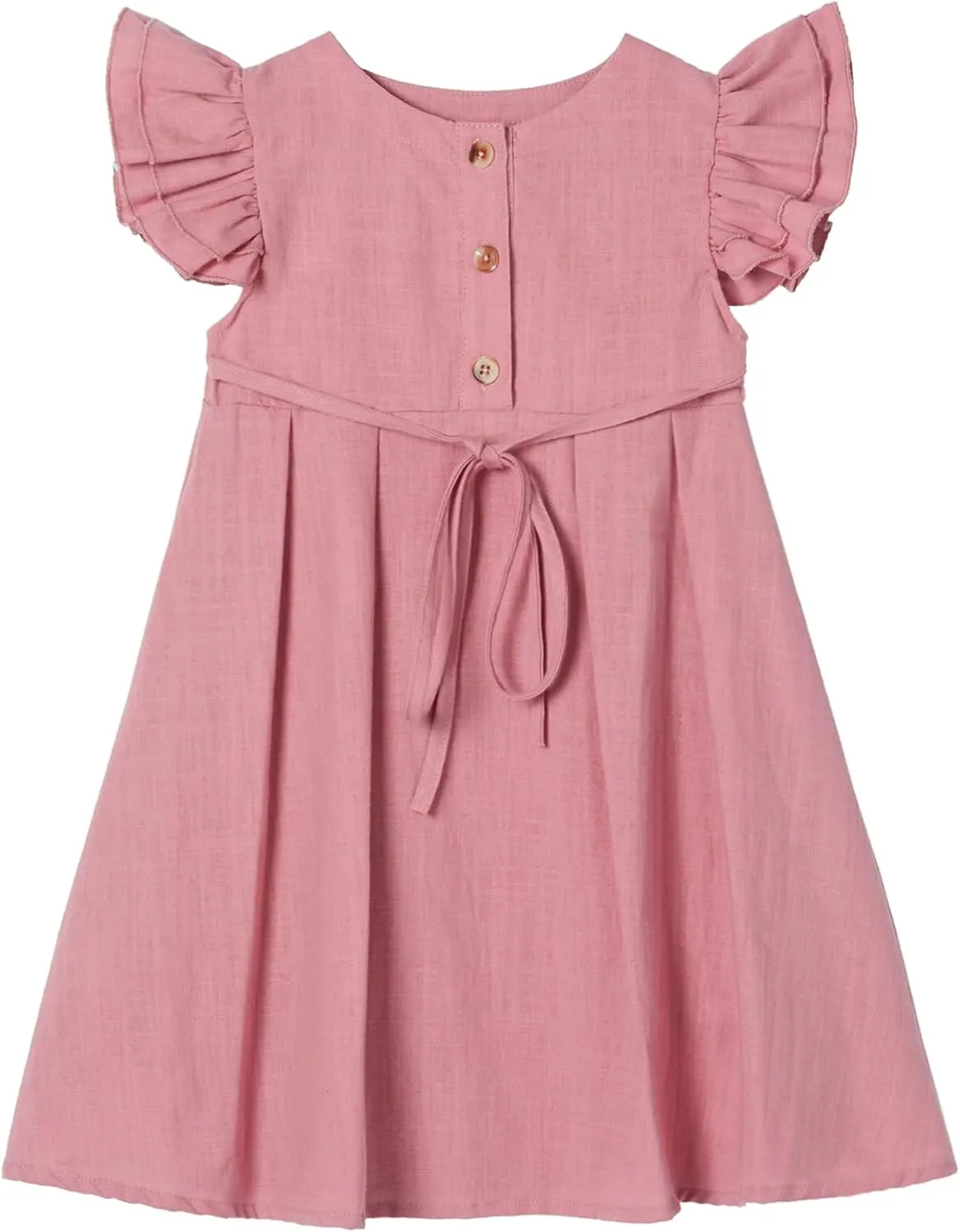 Niyage Girls Flutter Sleeve Dress Toddler Elegant Ruffle Button Down Casual Dresses