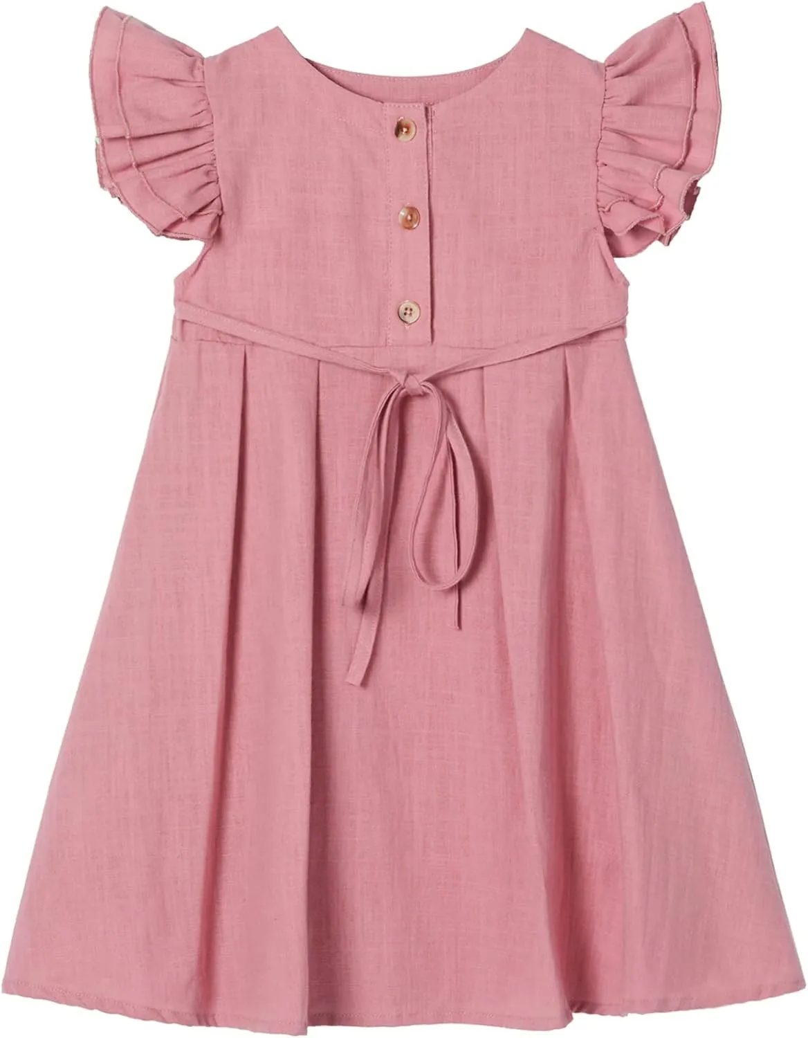 Niyage Girls Flutter Sleeve Dress Toddler Elegant Ruffle Button Down Casual Dresses
