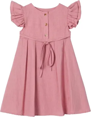 Niyage Girls Flutter Sleeve Dress Toddler Elegant Ruffle Button Down Casual Dresses