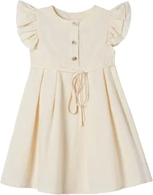 Niyage Girls Flutter Sleeve Dress Toddler Elegant Ruffle Button Down Casual Dresses