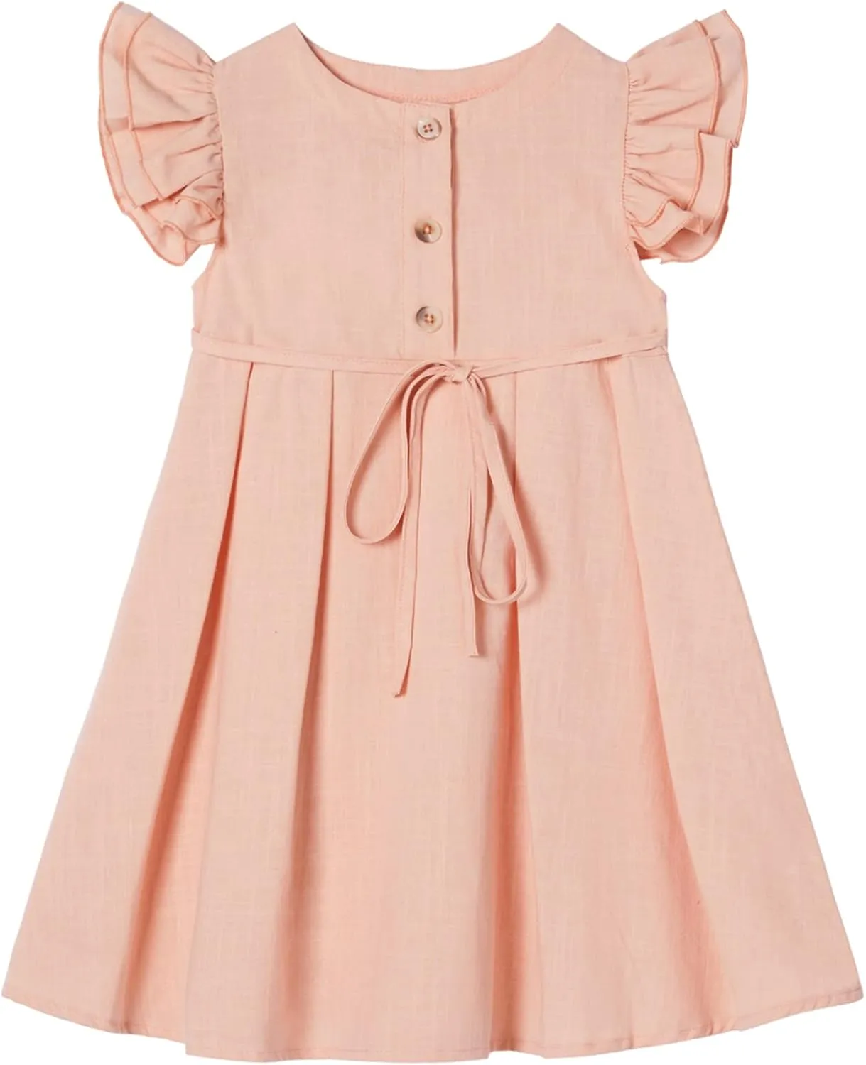 Niyage Girls Flutter Sleeve Dress Toddler Elegant Ruffle Button Down Casual Dresses