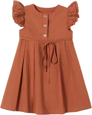 Niyage Girls Flutter Sleeve Dress Toddler Elegant Ruffle Button Down Casual Dresses