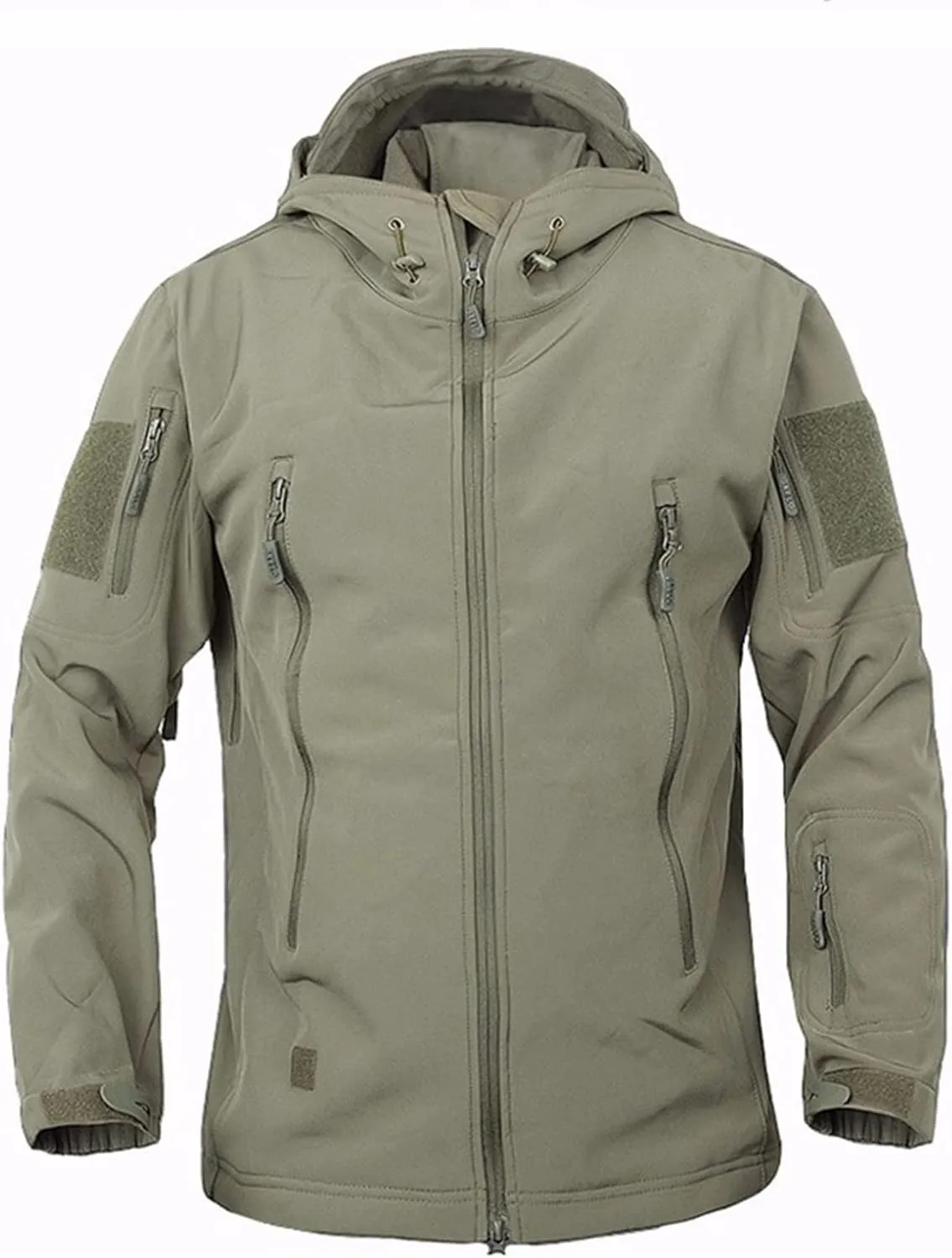 Outdoor Jacket For Men Waterproof Windresistant Fleece Lined Shark Skin Soft Shell Multi-Pocket Coat Quick-Drying Top