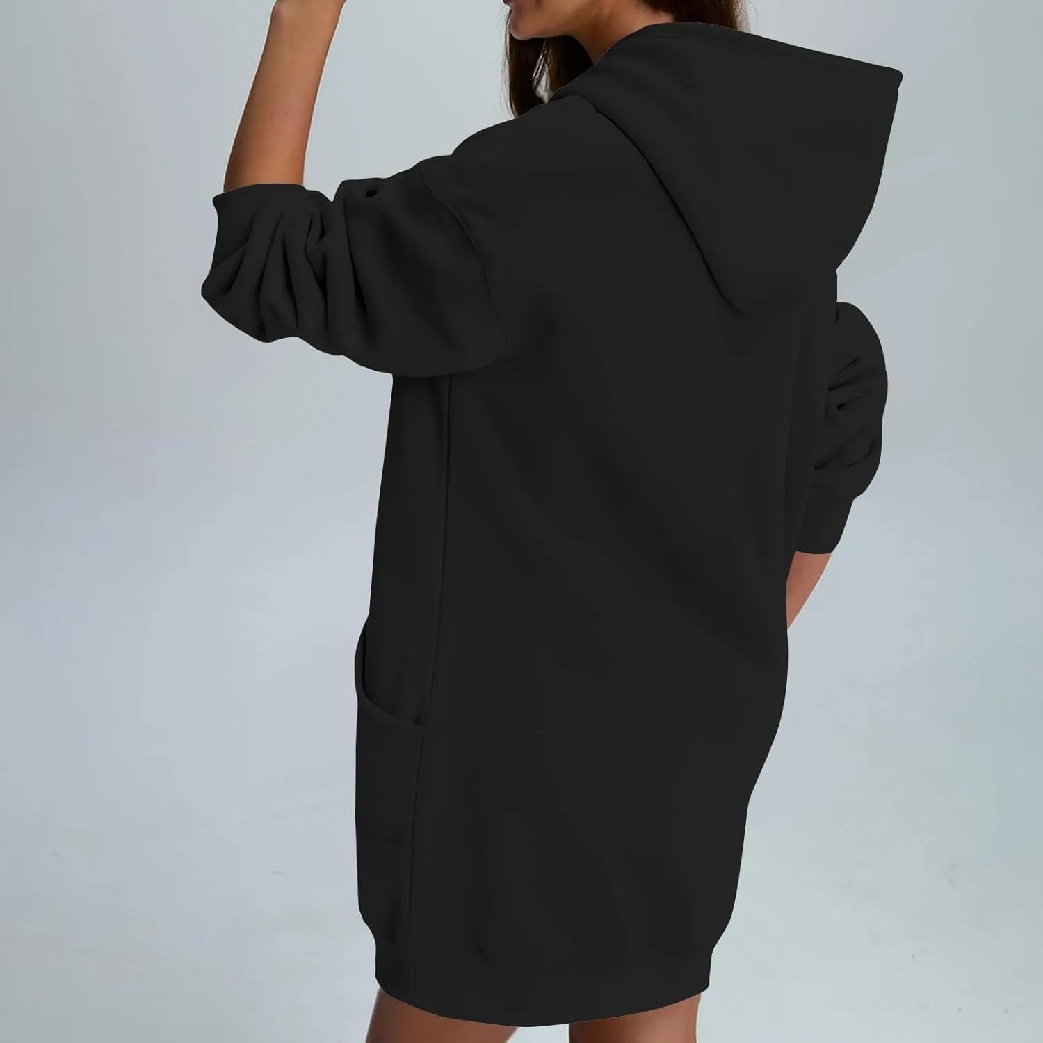 Oversized Hoodie Dress for Women Fleece Hooded Sweatshirt Dress with Pockets Cute Y2k Preppy Tunic Shift Mini Dresses