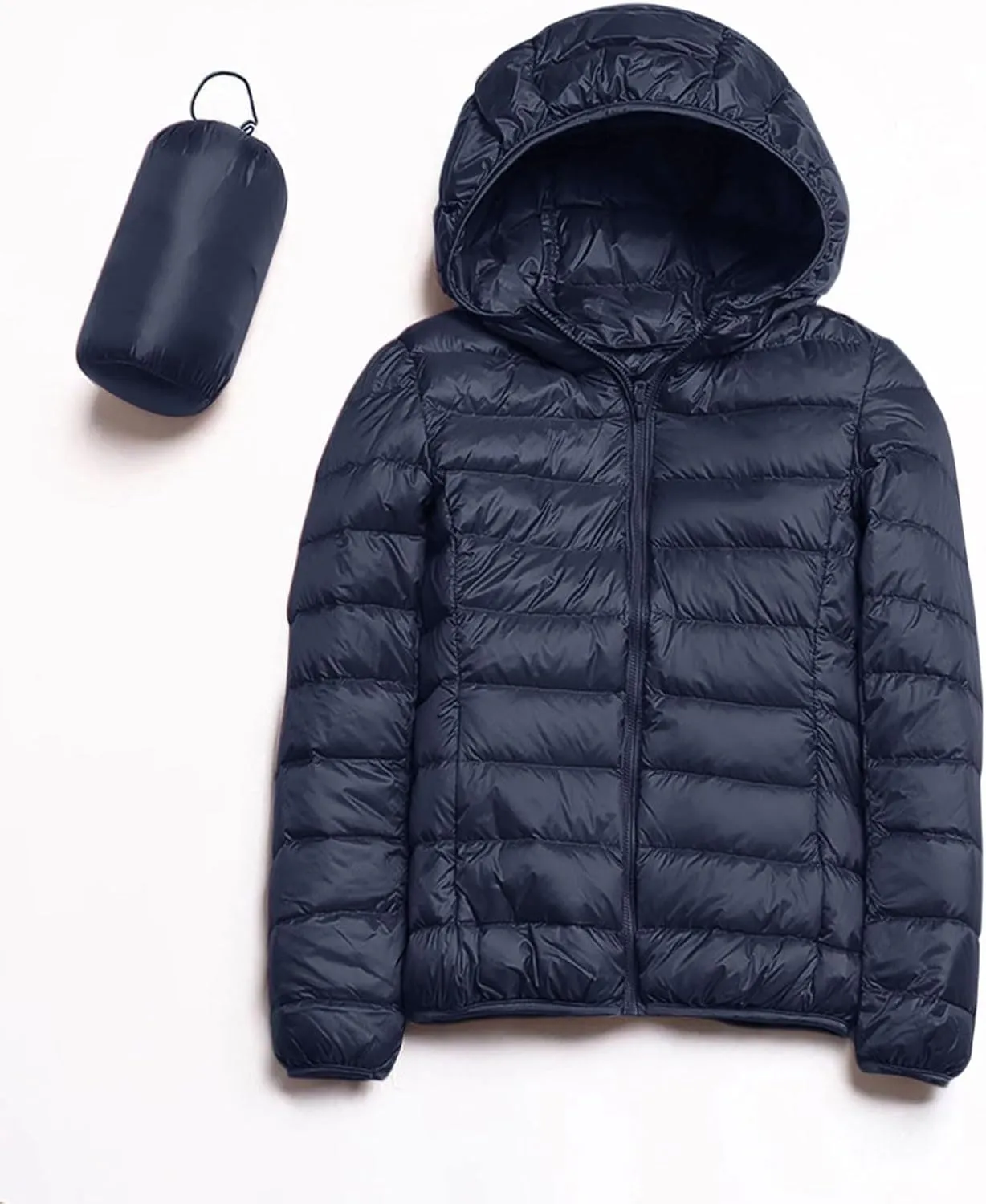 Packable Puffer Jackets for Women Winter Warm Down Jacket Lightweight Hooded Down Coat Short Duck Down Coats