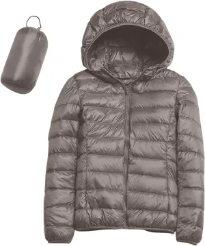Packable Puffer Jackets for Women Winter Warm Down Jacket Lightweight Hooded Down Coat Short Duck Down Coats