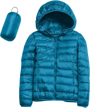 Packable Puffer Jackets for Women Winter Warm Down Jacket Lightweight Hooded Down Coat Short Duck Down Coats