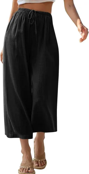 Palazzo Pants for Women Summer Trendy Trousers Flowy Beach Comfy Trousers Pants with Pockets