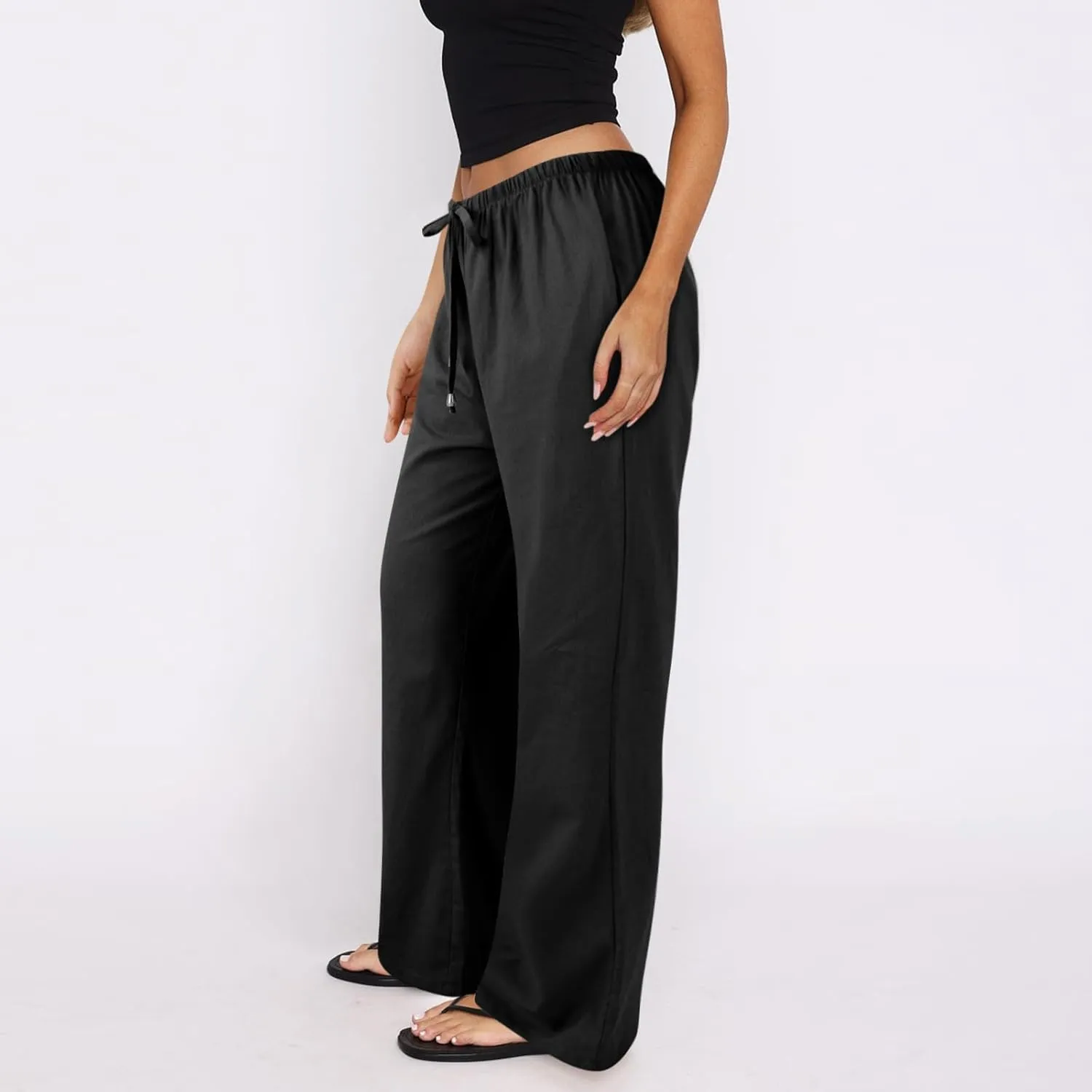 Pants for Women Summer Trendy Palazzo Pants Flowy Wide Leg Beach Comfy Trousers Pants with Pockets