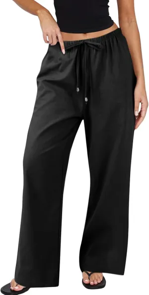 Pants for Women Summer Trendy Palazzo Pants Flowy Wide Leg Beach Comfy Trousers Pants with Pockets