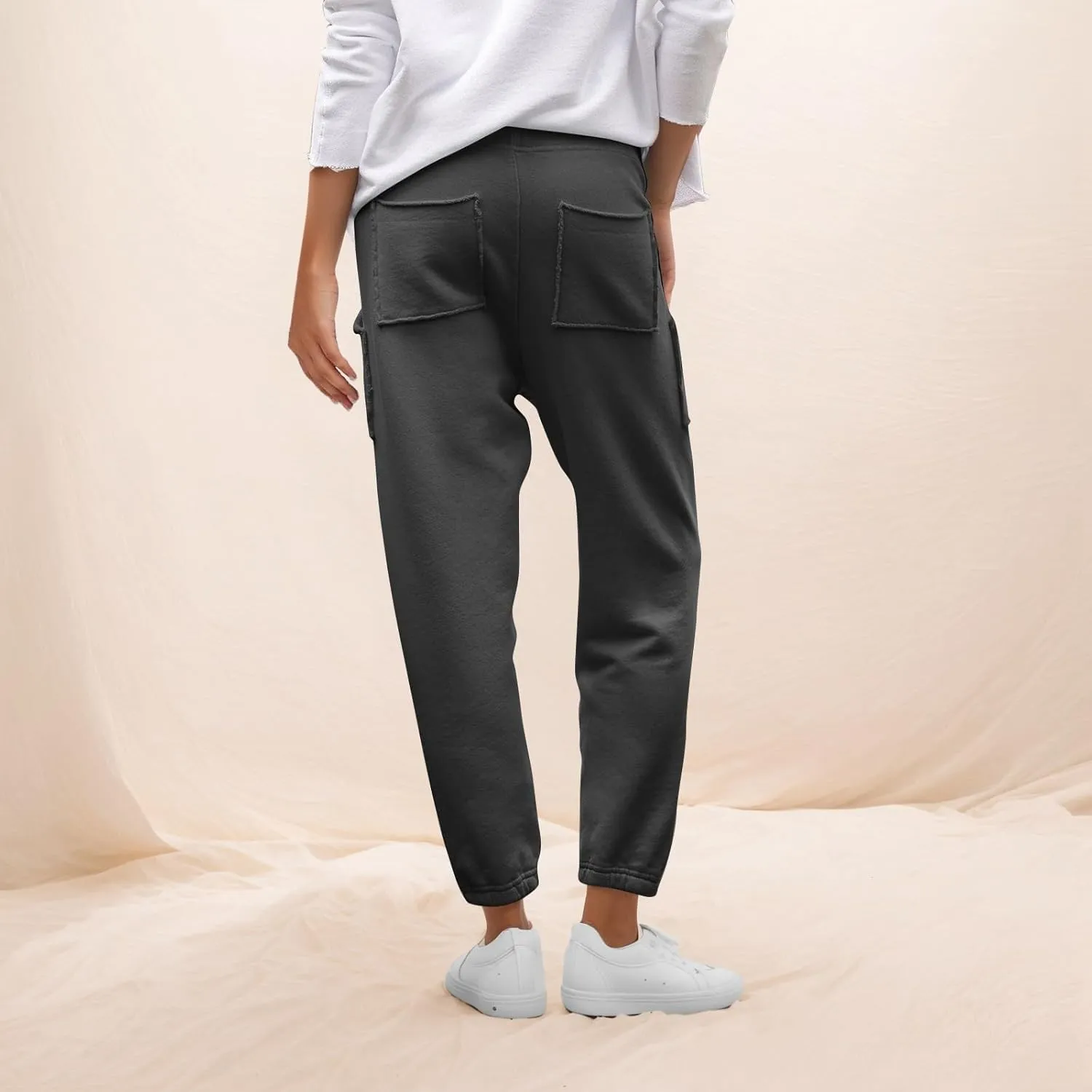 Petite Sweatpants for Women Petite Length Jogger Sweatpants Baggy Fleece Drawstring High Waisted Sweatpants w/Pockets