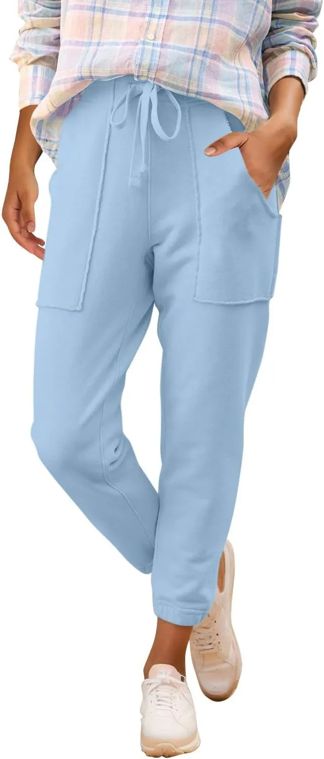 Petite Sweatpants for Women Petite Length Jogger Sweatpants Baggy Fleece Drawstring High Waisted Sweatpants w/Pockets