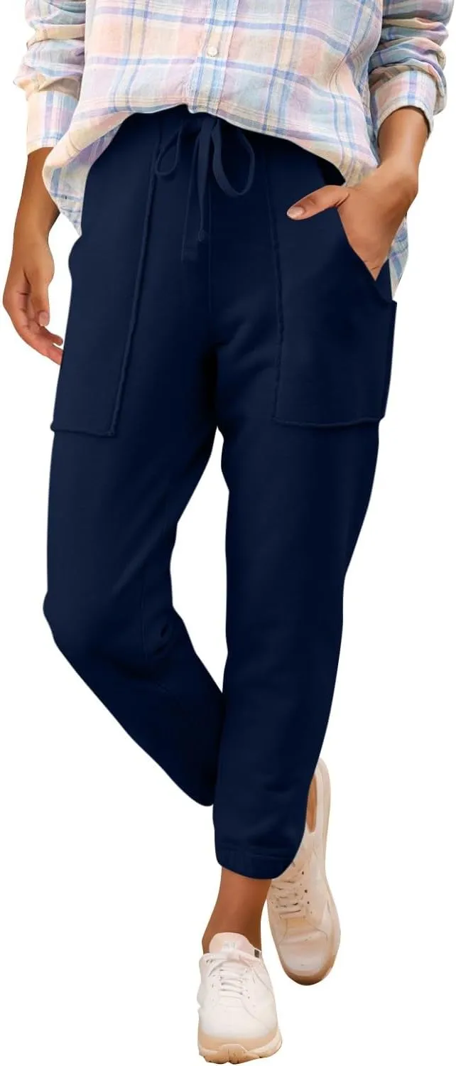 Petite Sweatpants for Women Petite Length Jogger Sweatpants Baggy Fleece Drawstring High Waisted Sweatpants w/Pockets