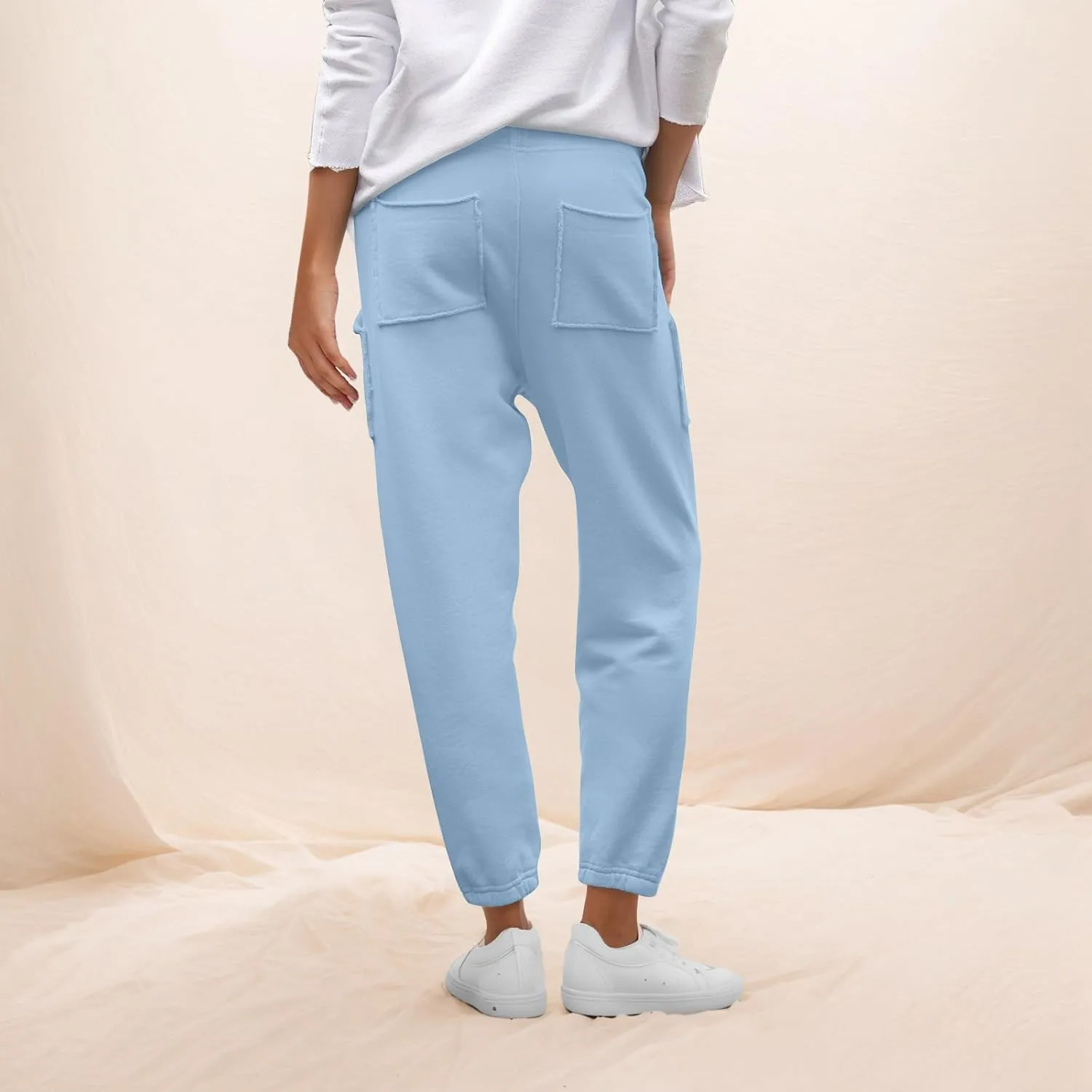 Petite Sweatpants for Women Petite Length Jogger Sweatpants Baggy Fleece Drawstring High Waisted Sweatpants w/Pockets