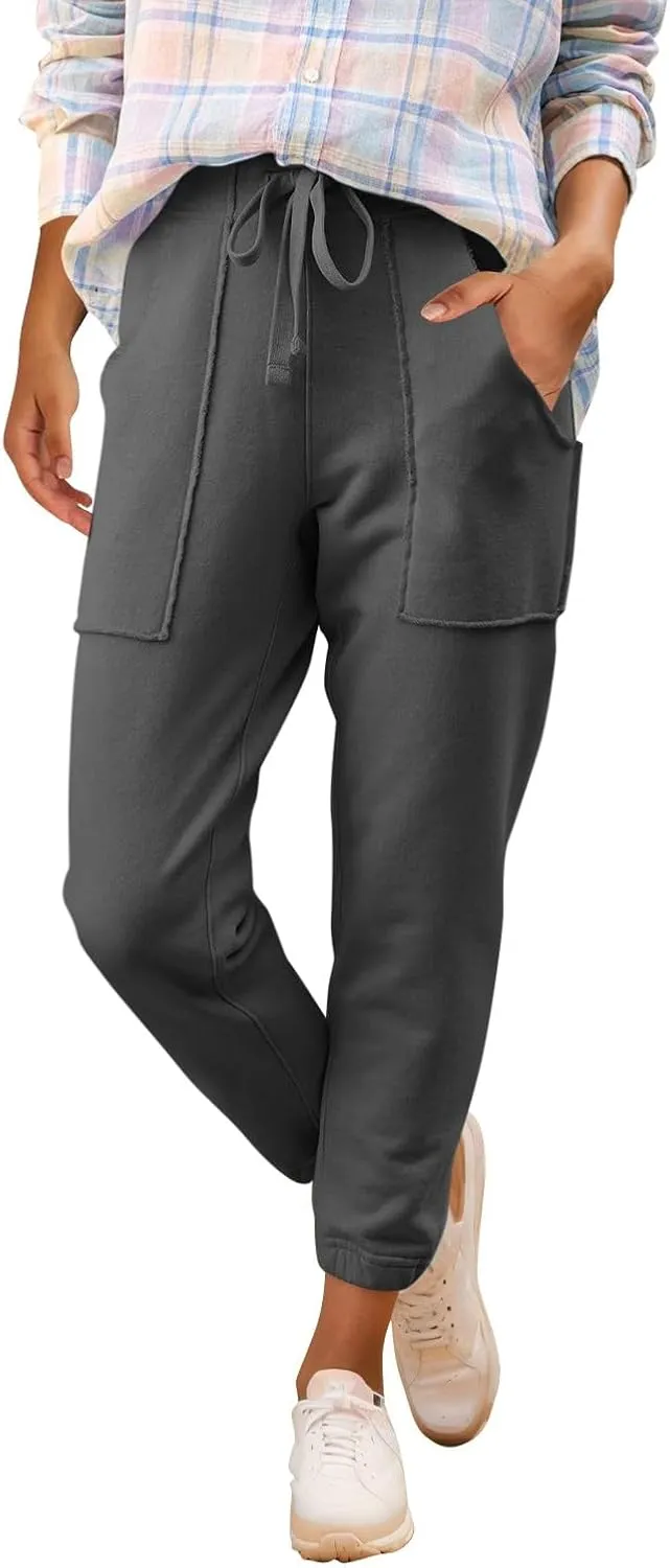 Petite Sweatpants for Women Petite Length Jogger Sweatpants Baggy Fleece Drawstring High Waisted Sweatpants w/Pockets