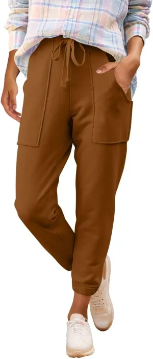 Petite Sweatpants for Women Petite Length Jogger Sweatpants Baggy Fleece Drawstring High Waisted Sweatpants w/Pockets