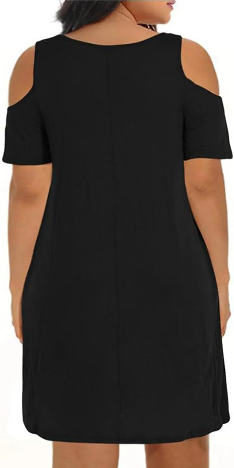 Plus Size Dresses for Curvy Women 2025 Summer Casual Short Sleeve Tshirt Midi Dress with Pockets Beach Vacation Dress
