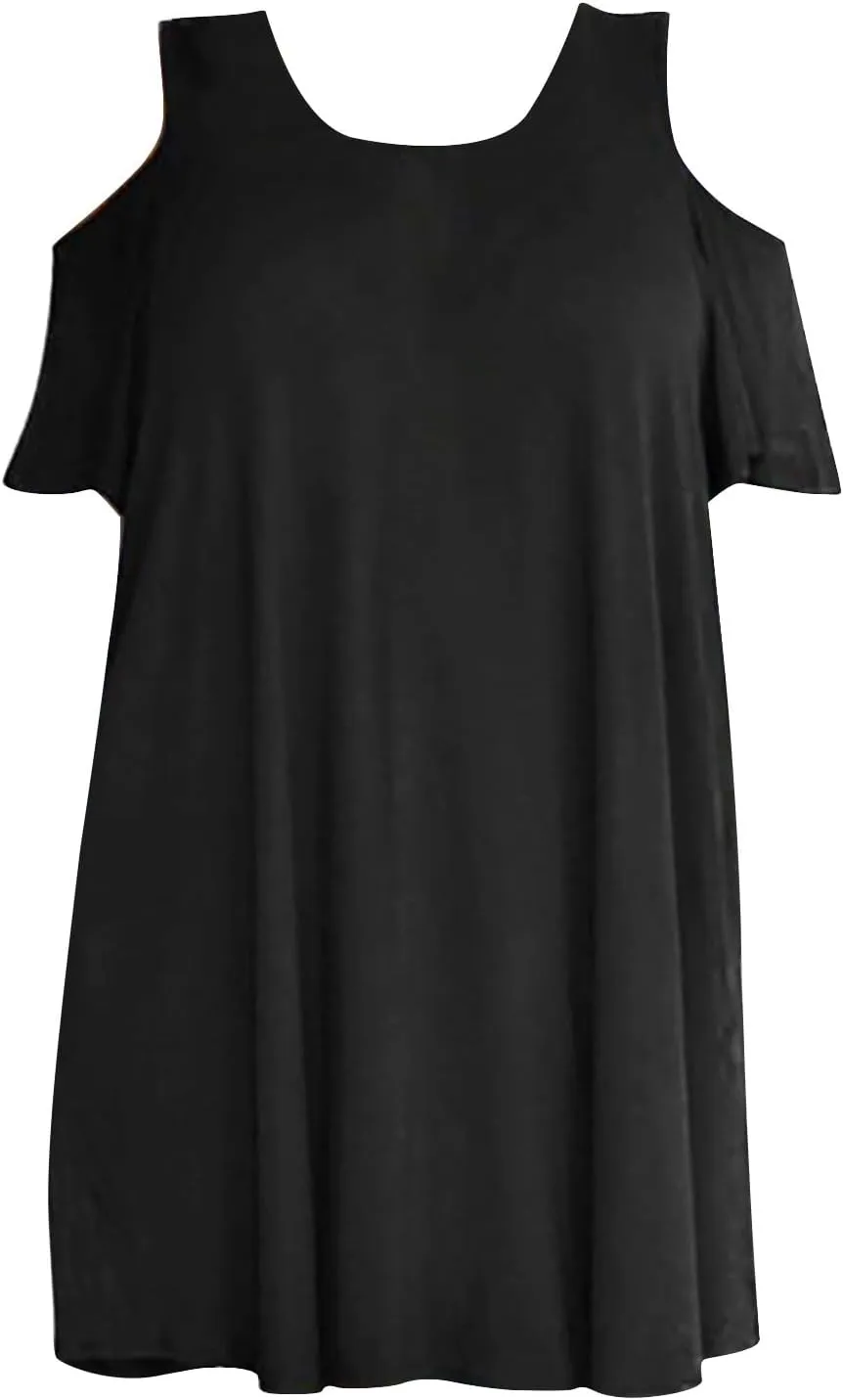 Plus Size Dresses for Curvy Women 2025 Summer Casual Short Sleeve Tshirt Midi Dress with Pockets Beach Vacation Dress
