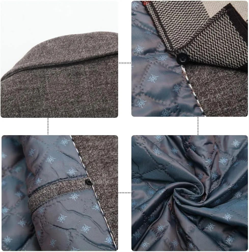 PRIJOUHE Men's Wool Coat Winter Coat Slim Medium Long Coats Overcoat Male