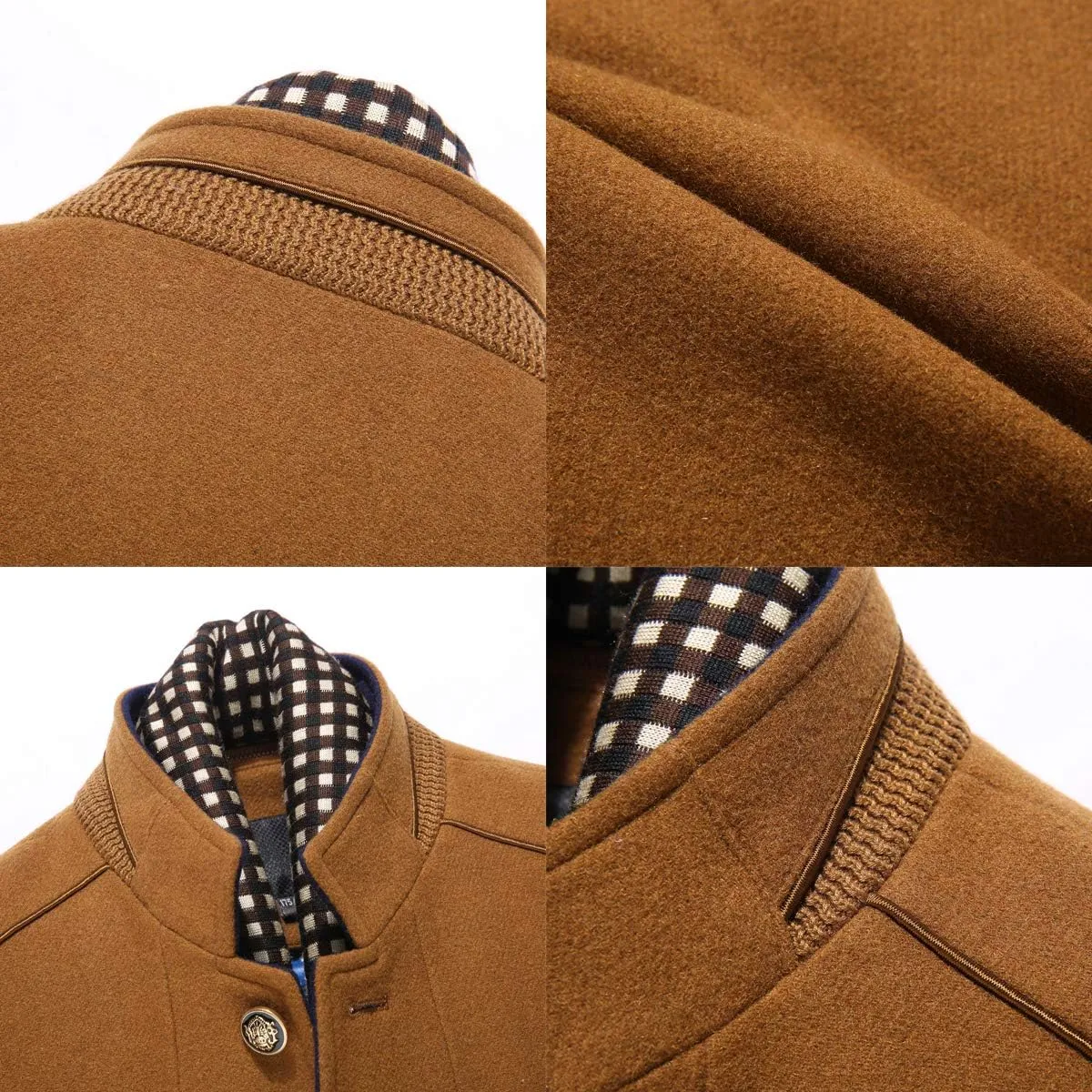 PRIJOUHE Men's Wool Coat Winter Coat Slim Medium Long Coats Overcoat Male