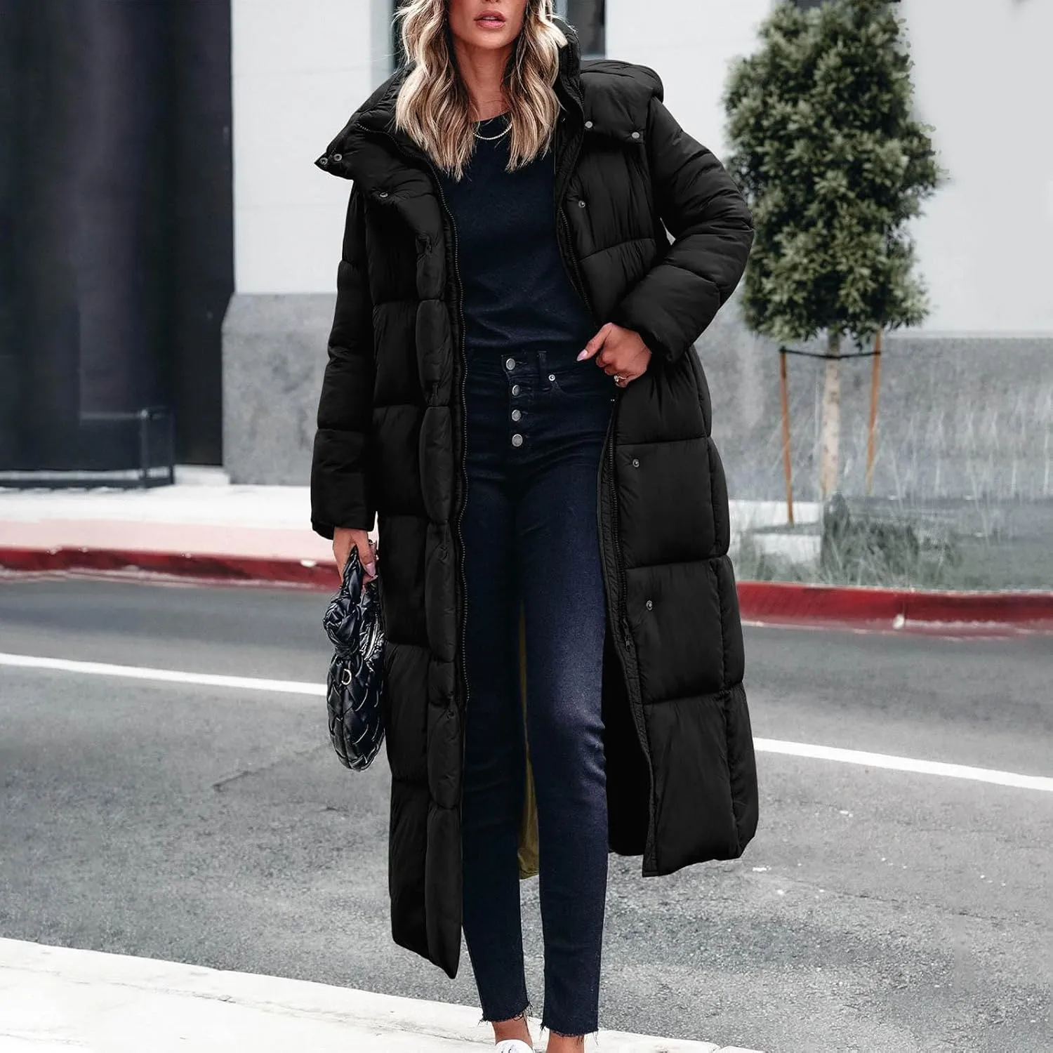 Puffer Coat Women Winter Heavyweight Down Jackets Warm Quilted Overcoats Thicken Down Jackets Casual Full Zip Outwear