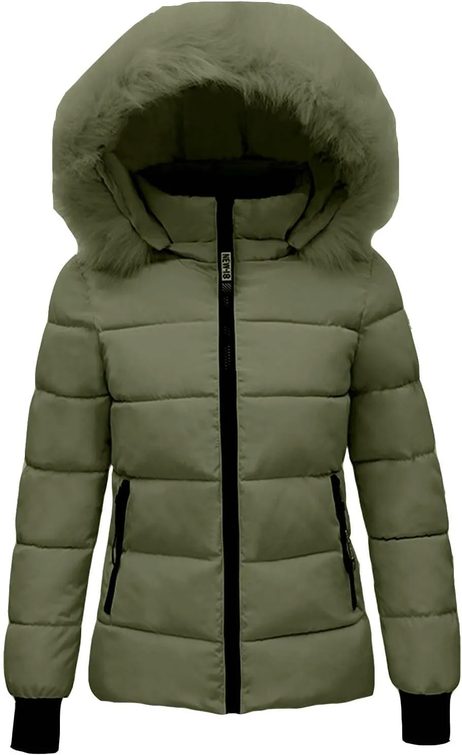Puffer Jacket for Women Winter Quilted Puffer Short Coat Lightweight Slim Fit Down Jacket with Pocket Thicken Coat