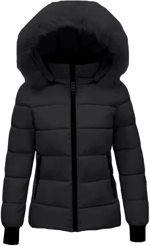 Puffer Jacket for Women Winter Quilted Puffer Short Coat Lightweight Slim Fit Down Jacket with Pocket Thicken Coat