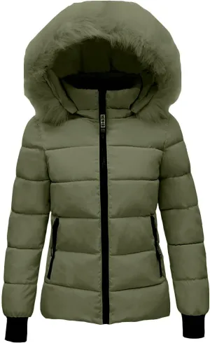 Puffer Jacket for Women Winter Quilted Puffer Short Coat Lightweight Slim Fit Down Jacket with Pocket Thicken Coat