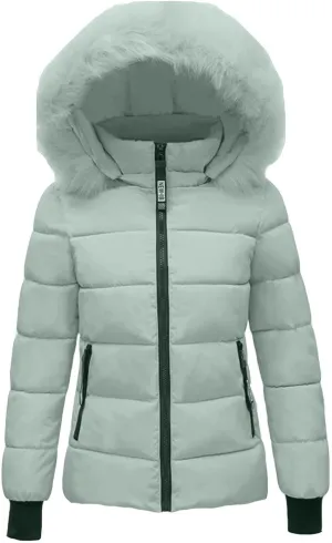 Puffer Jacket for Women Winter Quilted Puffer Short Coat Lightweight Slim Fit Down Jacket with Pocket Thicken Coat