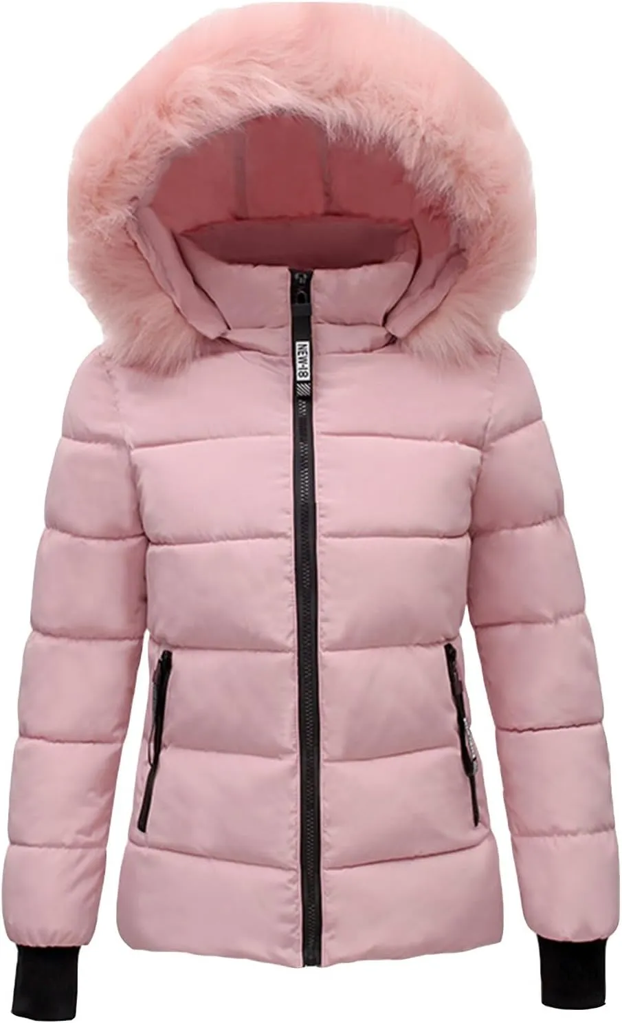 Puffer Jacket for Women Winter Quilted Puffer Short Coat Lightweight Slim Fit Down Jacket with Pocket Thicken Coat