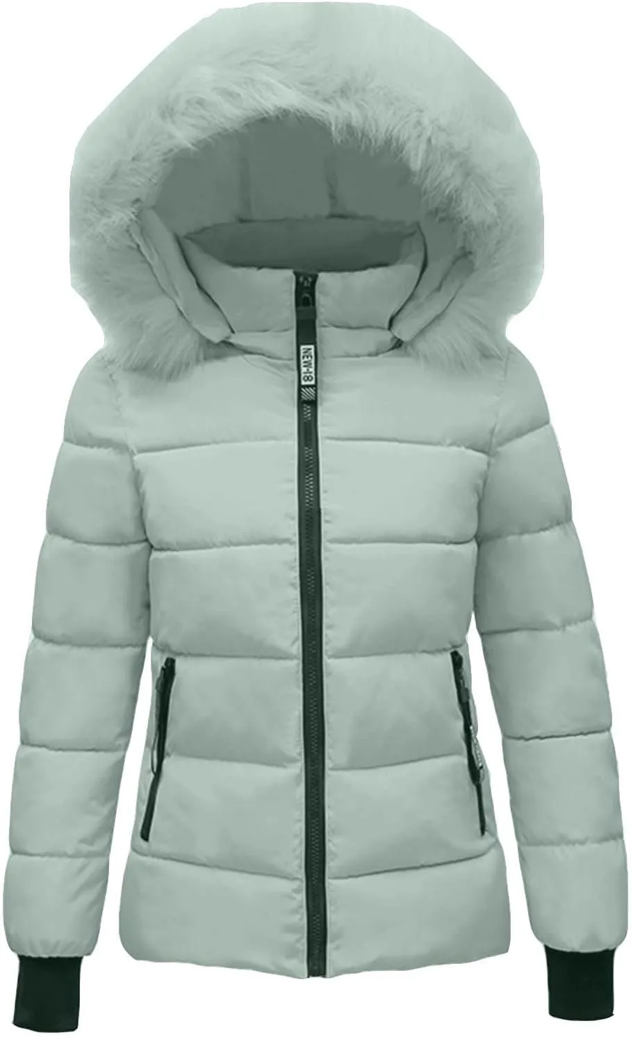 Puffer Jacket for Women Winter Quilted Puffer Short Coat Lightweight Slim Fit Down Jacket with Pocket Thicken Coat