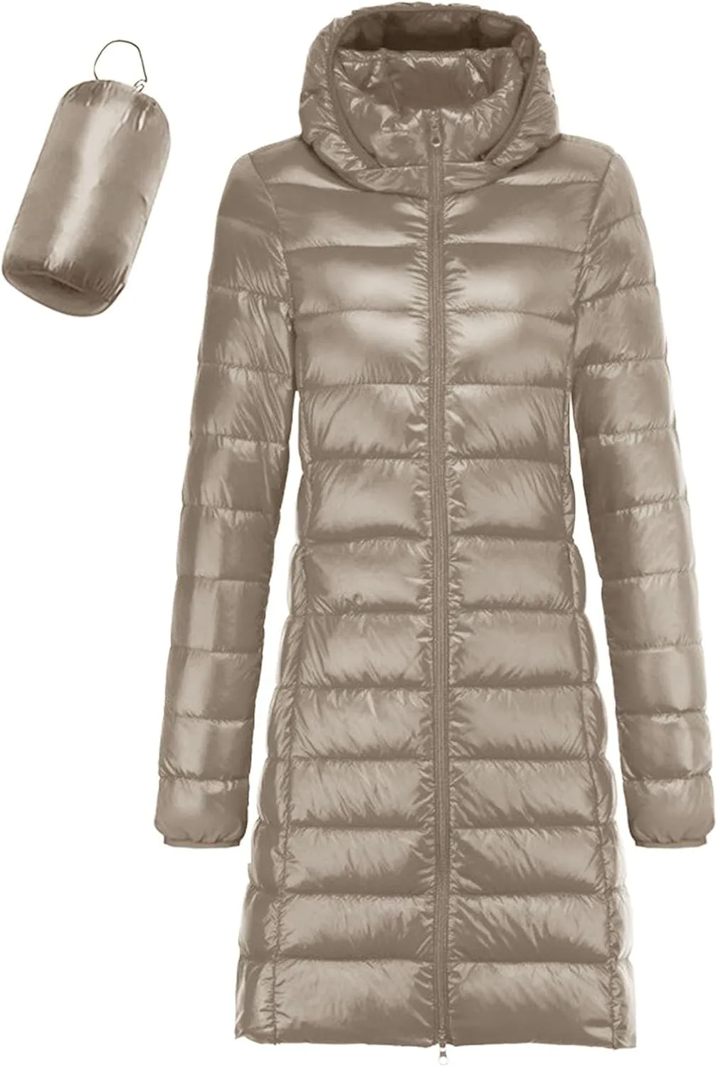 Puffer Jackets for Women Packable Down Jacket Winter Warm Lightweight Long Down Coat Hooded Outwear Winter Clothes