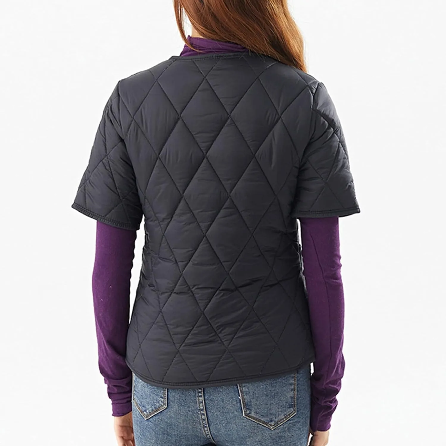 Quilted Jackets for Women Lightweight Petite Puffer Down Jacket Parkas Fleece Sherpa Button Short Sleeve Winter Coat