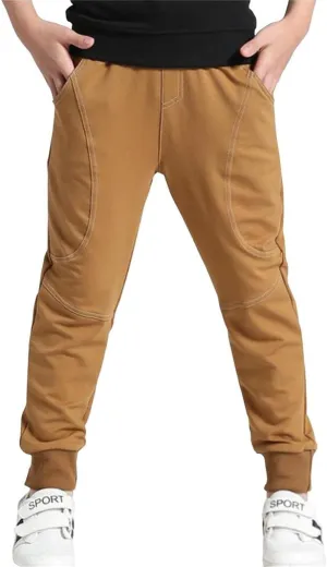 Rysly Boys Cotton Sweatpants Kids Casual Jogger Pants Tapered Ankle Pants
