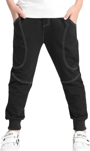 Rysly Boys Cotton Sweatpants Kids Casual Jogger Pants Tapered Ankle Pants