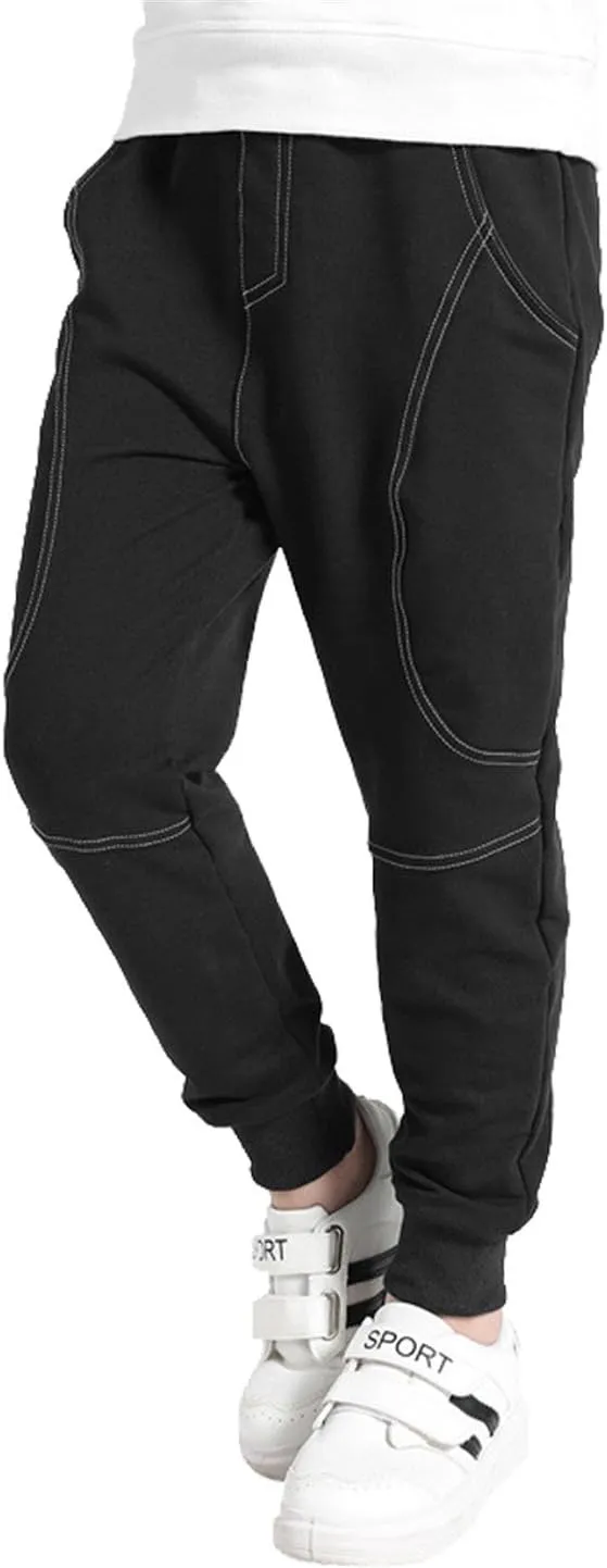 Rysly Boys Cotton Sweatpants Kids Casual Jogger Pants Tapered Ankle Pants