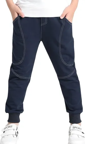Rysly Boys Cotton Sweatpants Kids Casual Jogger Pants Tapered Ankle Pants