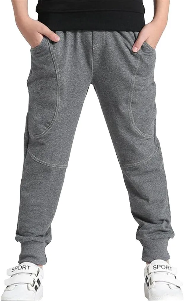 Rysly Boys Cotton Sweatpants Kids Casual Jogger Pants Tapered Ankle Pants