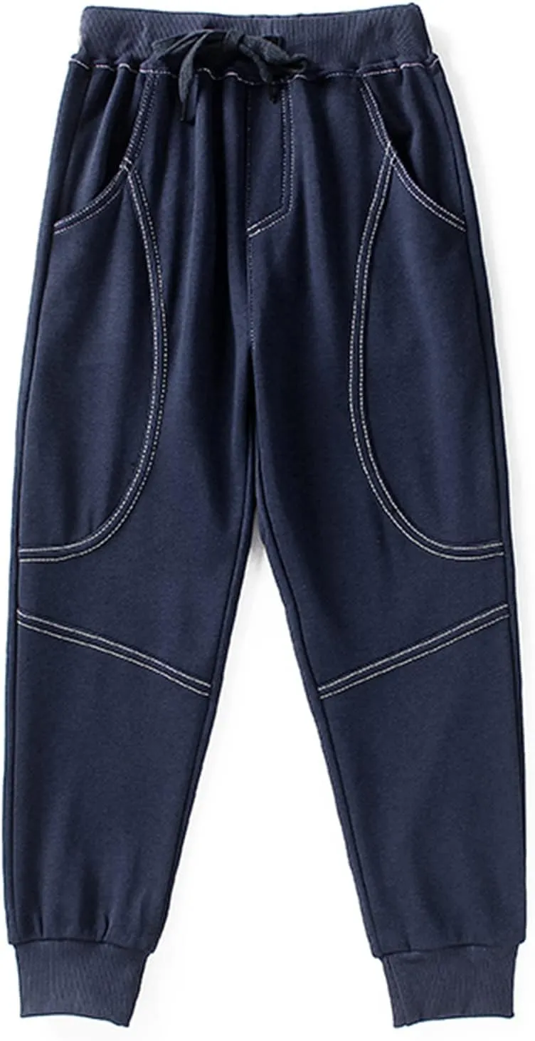 Rysly Boys Cotton Sweatpants Kids Casual Jogger Pants Tapered Ankle Pants