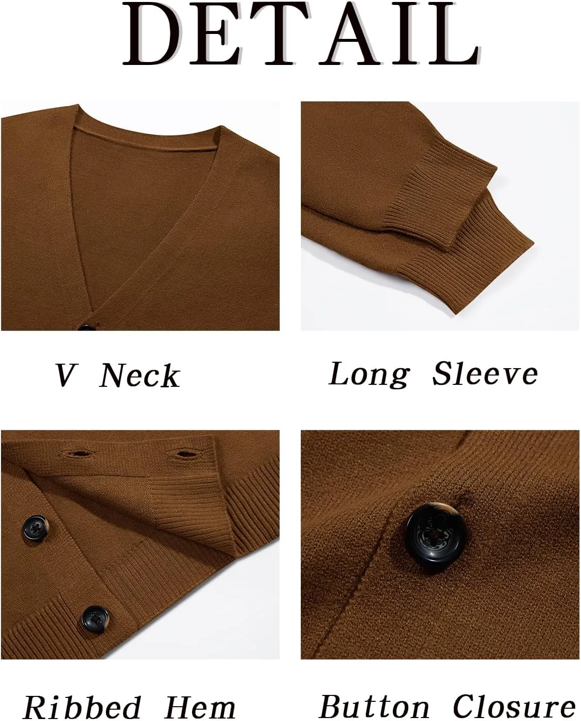 Shanfetl Men's Lightweight Cardigan Sweater Single-Breasted V-Neck Knitted Cardigans