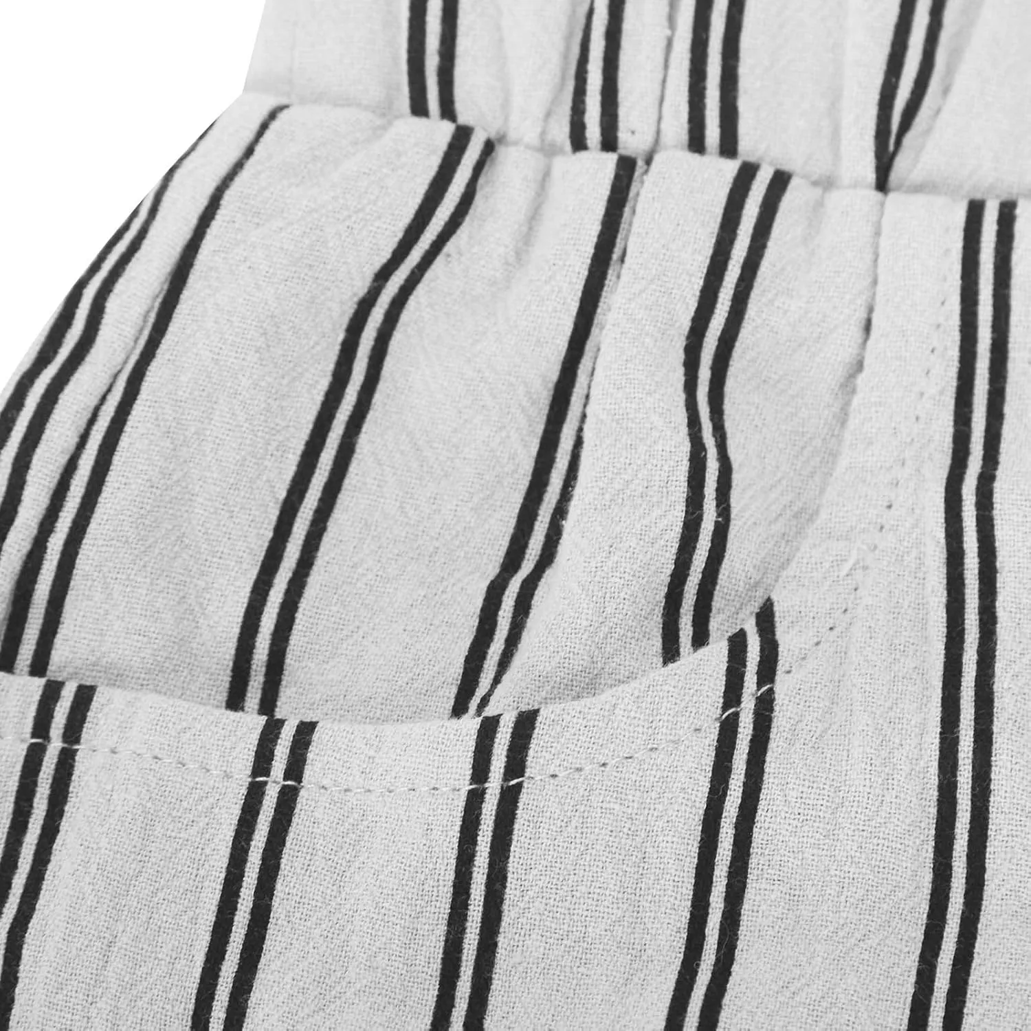 Sinzelimin Women's Capris Pants Fashion Striped Straight Wide Leg Trousers with Pocket, Ladies Sport Casual Cropped Sweatpant