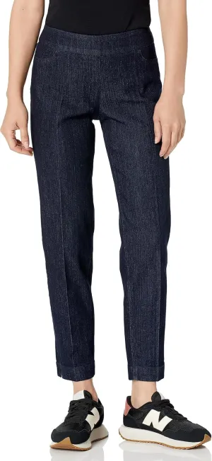 SLIM-SATION Women's Petite Wide Band Pull on Ankle Pants