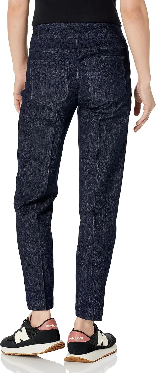 SLIM-SATION Women's Petite Wide Band Pull on Ankle Pants