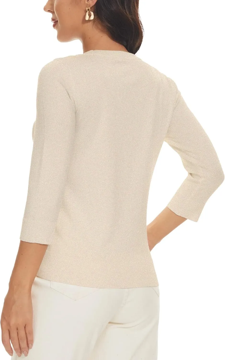 Spicy Sandia Women's 3/4 Sleeve Crew Neck Pullover Sweaters Lightweight Dressy Casual Trendy Knit Tops