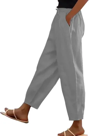 Spring Pants for Women 2025 Palazzo Capri Wide Leg Travel Plus Size Baggy Trousers Flowy Comfy Lounge Loose Outfits