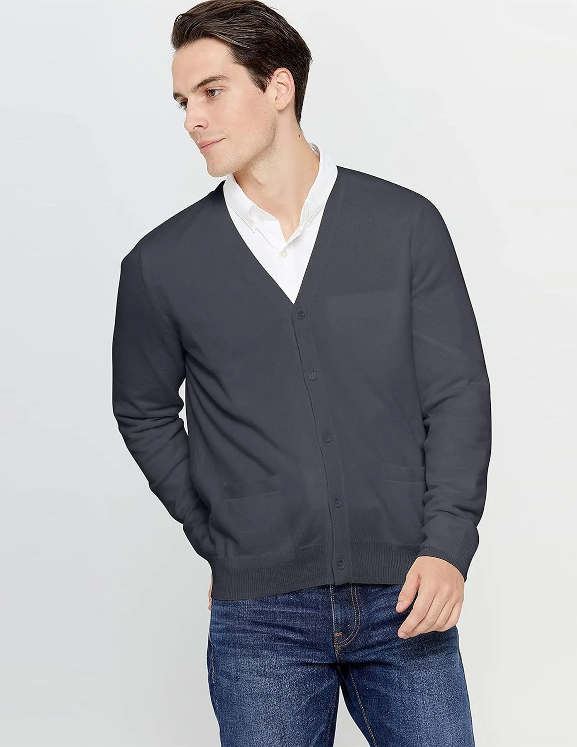State Cashmere Men's 100% Pure Cashmere Button Front Long Sleeve Cardigan Sweater