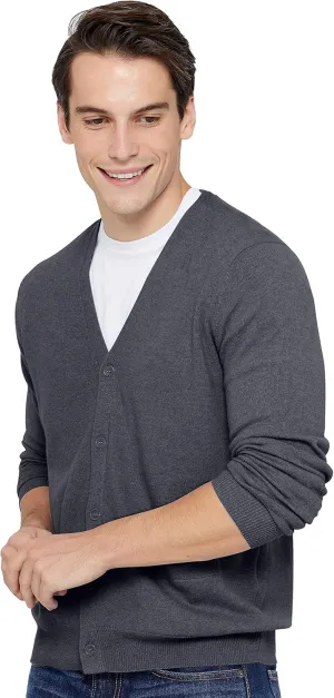 State Cashmere Men's 100% Pure Cashmere Button Front Long Sleeve Cardigan Sweater