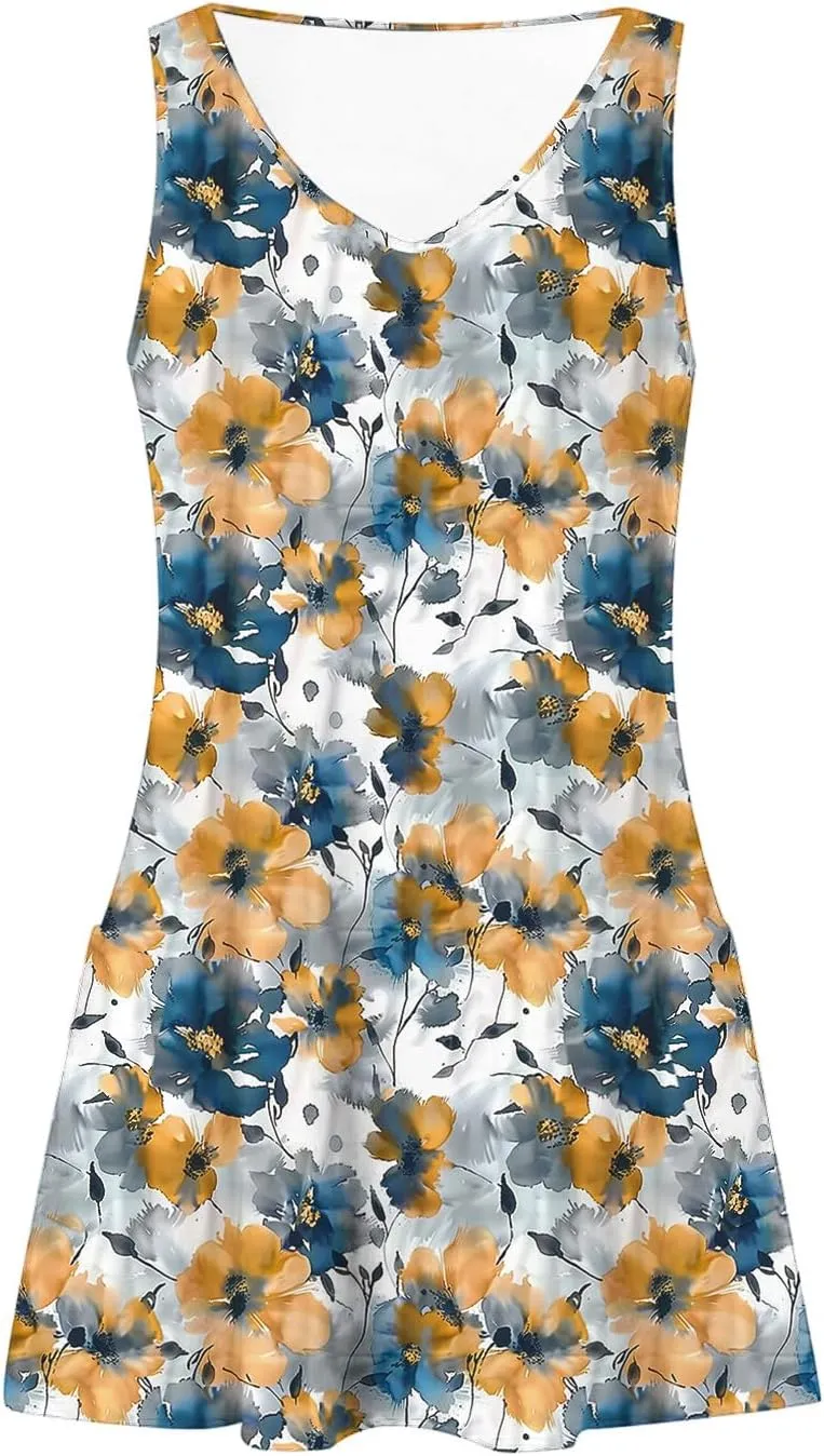 Summer Dresses for Women 2025 Beach Vacation Sundresses Plus Size Hawaiian Dresses Floral Print Boho Tank Dress